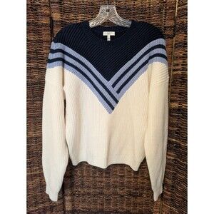 Joie 100% Wool Chunky Knit Varsity Sweater Medium Academia Relaxed Fit Preppy